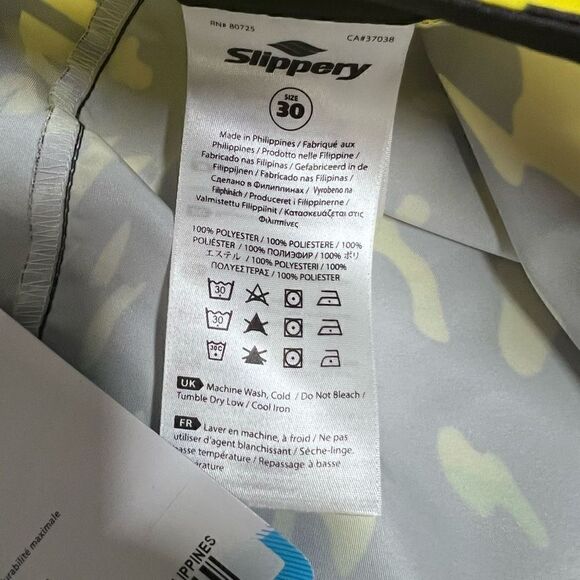 Slippery Board Shorts Solar Tie Front Black Neon Green Yellow Side Pocket Men 30 - Picture 12 of 15